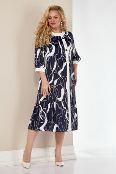 Платье из вискозы с вставкой молочной планки и валаном LIMO GOLD 104 - фото 3