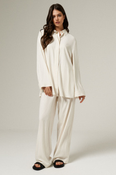 Комплект блуза и брюки прямого силуэта из вискозы Панда 186820w молочный - фото 1