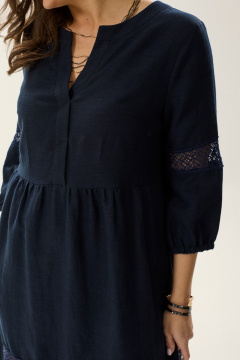 Летнее платье оверсайз с воротником стойкой и карманами MALI 424-026 синий - фото 5