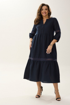 Летнее платье оверсайз с воротником стойкой и карманами MALI 424-026 синий - фото 2