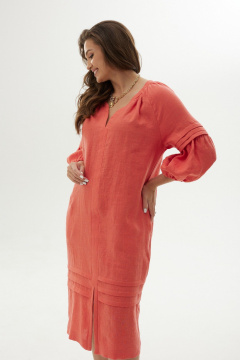 Платье прямого кроя с карманами и декоративными складками MALI 424-010 коралл - фото 5