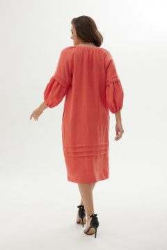 Платье прямого кроя с карманами и декоративными складками MALI 424-010 коралл - фото 4