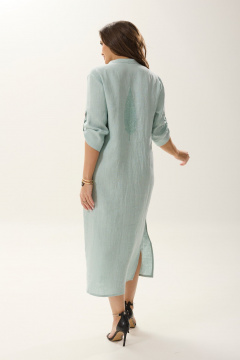 Платье из лен-трикотажа с разрезами и застежкой на пуговицы MALI 424-004 бирюза - фото 5