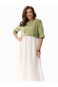 Платье с завышенной талией и горизонтальной складкой MALI 424-005 яблоко - фото 2