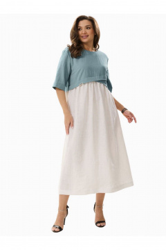 Платье с завышенной талией и сборками в стиле на каждый день MALI 424-005 голубой - фото 4