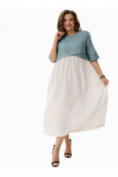 Платье с завышенной талией и сборками в стиле на каждый день MALI 424-005 голубой - фото 1
