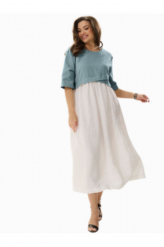 Платье с завышенной талией и сборками в стиле на каждый день MALI 424-005 голубой - фото 2