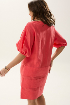 Платье на каждый день с крупными складками и разрезами MALI 424-013 коралл - фото 5