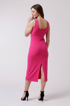 Миди сарафан из вискозы и трикотажа с V-образным вырезом IUKONA 5007 фуксия - фото 2