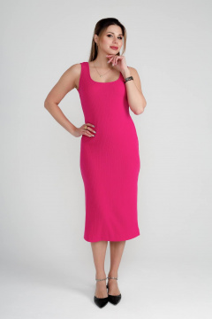 Миди сарафан из вискозы и трикотажа с V-образным вырезом IUKONA 5007 фуксия - фото 4