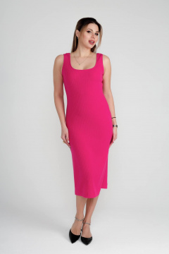 Миди сарафан из вискозы и трикотажа с V-образным вырезом IUKONA 5007 фуксия - фото 3