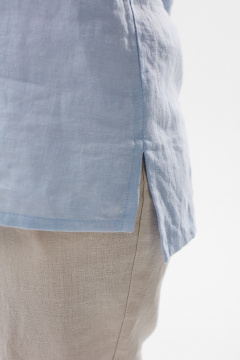 Голубой леновый топ прямого силуэта с двойной бретелью MALI 624-009 голубой - фото 4