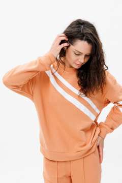 Костюм-серий из трикотажа и хлопка с полосками FAMA F01-0203 терракотовый - фото 2