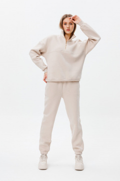 Брюки и толстовка в стиле спорт-шик из трикотажа FAMA F02-0104 молочный_экрю - фото 5