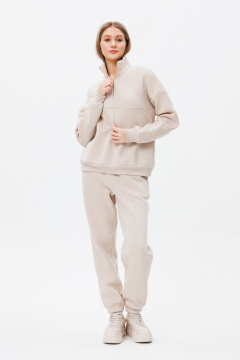 Брюки и толстовка в стиле спорт-шик из трикотажа FAMA F02-0104 молочный_экрю - фото 2