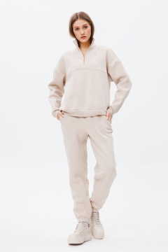 Брюки и толстовка в стиле спорт-шик из трикотажа FAMA F02-0104 молочный_экрю - фото 1