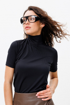 Топ трикотажный на молнии для повседневных образов FAMA F06-03bl чёрный - фото 1