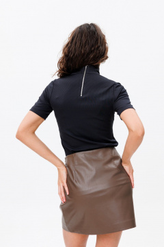 Юбка из эко-кожи приталенного силуэта до колена FAMA F05-0203br браун - фото 5