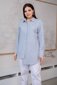 Туника прямого силуэта демисезонная с асимметричным низом ASV 2576 серо-голубой - фото 5