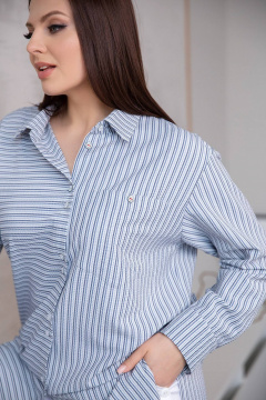 Туника прямого силуэта демисезонная с асимметричным низом ASV 2576 серо-голубой - фото 3