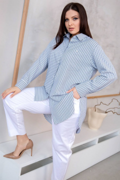 Туника прямого силуэта демисезонная с асимметричным низом ASV 2576 серо-голубой - фото 2