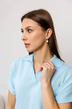 Джемпер с юбкой из хлопка и трикотажа в демисезоне Romgil РВ0050-ХЛ4 бледно-голубой - фото 4