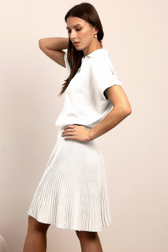 Джемпер с юбкой из хлопка и трикотажа в демисезоне Romgil РВ0050-ХЛ4 белый - фото 5