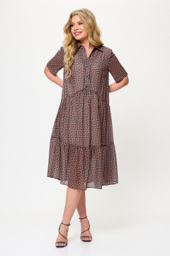 Платье ярусное свободного силуэта из шифона для праздничных мероприятий Talia fashion 424 - фото 1