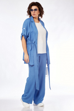 Костюм из вискозы с жакетом топом и брюками летний стиль VI ORO VR-1127 деним - фото 5