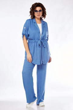 Костюм из вискозы с жакетом топом и брюками летний стиль VI ORO VR-1127 деним - фото 1