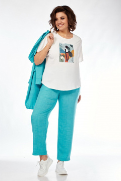 Костюм 3-ка из вискозы на каждый день летний VI ORO VR-1128 бирюза - фото 3