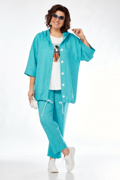 Костюм 3-ка из вискозы на каждый день летний VI ORO VR-1128 бирюза - фото 1