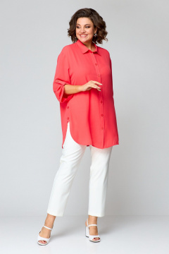 Блуза в стиле на каждый день с асимметричным низом и принтом ANASTASIA MAK 1131 коралл - фото 5