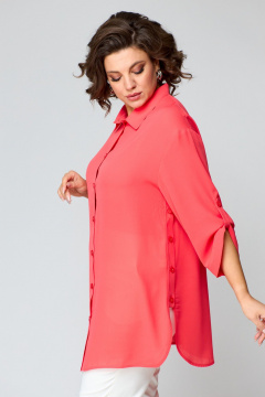 Блуза в стиле на каждый день с асимметричным низом и принтом ANASTASIA MAK 1131 коралл - фото 2