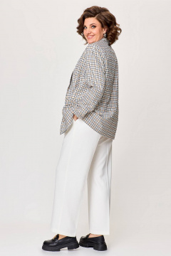 Женский белый костюм жакет и брюки с рельефами Новелла Шарм А3979-2 - фото 2