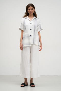 Легкие хлопковые укороченные брюки с карманами Art Ribbon M1028B_1 - фото 5