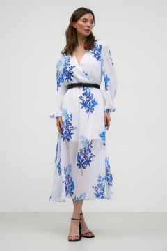 Шифоновое платье на запах с объемным рукавом Art Ribbon M1032P - фото 2