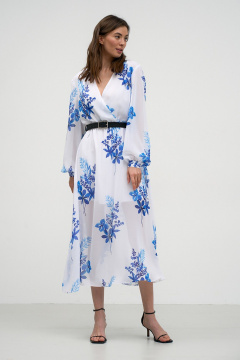 Шифоновое платье на запах с объемным рукавом Art Ribbon M1032P - фото 1