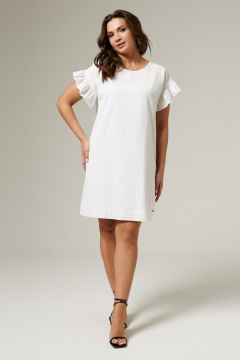 Платье из хлопка с короткими рукавами и нижним слоем из вискозы Панда 182190w белый - фото 1