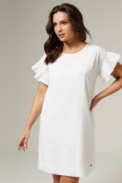 Платье из хлопка с короткими рукавами и нижним слоем из вискозы Панда 182190w белый - фото 2