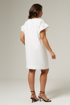 Платье из хлопка с короткими рукавами и нижним слоем из вискозы Панда 182190w белый - фото 4