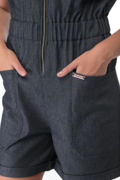 Летний комбинезон из легкого джинса с шортами Anelli 852 темно-серый - фото 4
