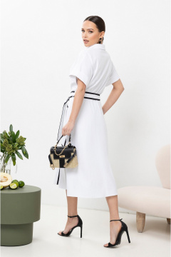 Летнее платье со стояче-отложным воротником и отрезной талией Lissana 4889 белый - фото 5