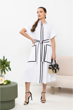 Летнее платье со стояче-отложным воротником и отрезной талией Lissana 4889 белый - фото 3