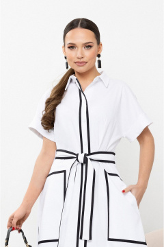 Летнее платье со стояче-отложным воротником и отрезной талией Lissana 4889 белый - фото 2