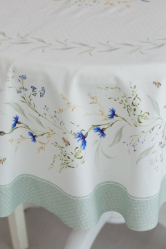 Круглая скатерть из хлопка с васильковым узором и пропиткой Listelle 514001 - фото 5