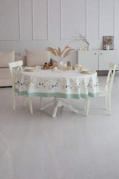 Овальная скатерть из хлопка с васильковым рисунком и защитной пропиткой Listelle 514002 - фото 2