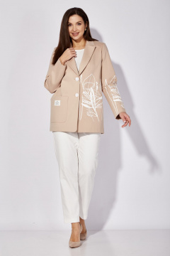 Бежевый жакет на пуговицах из трикотажа TAiER 1276 бежевый - фото 1