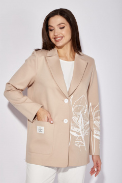 Бежевый жакет на пуговицах из трикотажа TAiER 1276 бежевый - фото 4