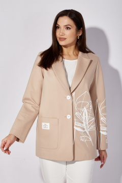 Бежевый жакет на пуговицах из трикотажа TAiER 1276 бежевый - фото 5